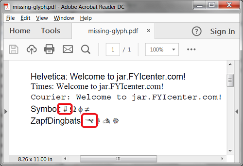 FOP Font Missing Glyph Error for PDF